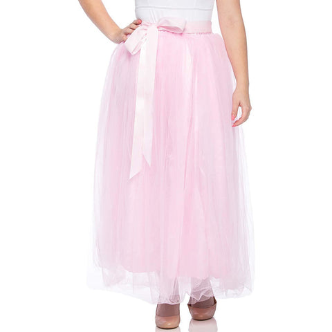 pink long tulle skirt for girls