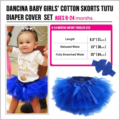 Dancina Baby Romper Tutu Diaper Cover Skorts with Headband Ages 6-24 months