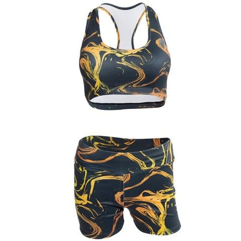 Dancina Marble Line Matching Workout Sets for Women - Two Piece Workout Outfits for Women