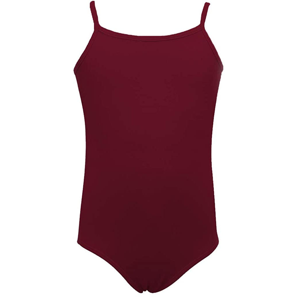 Dancina Cotton Camisole Leotard Camisole with Full Front Lining in Wine Red