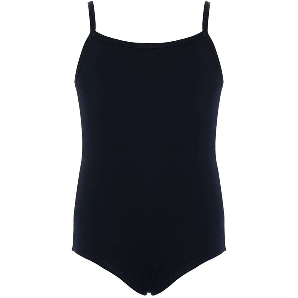 Dancina Cotton Camisole Leotard Camisole with Full Front Lining in Black