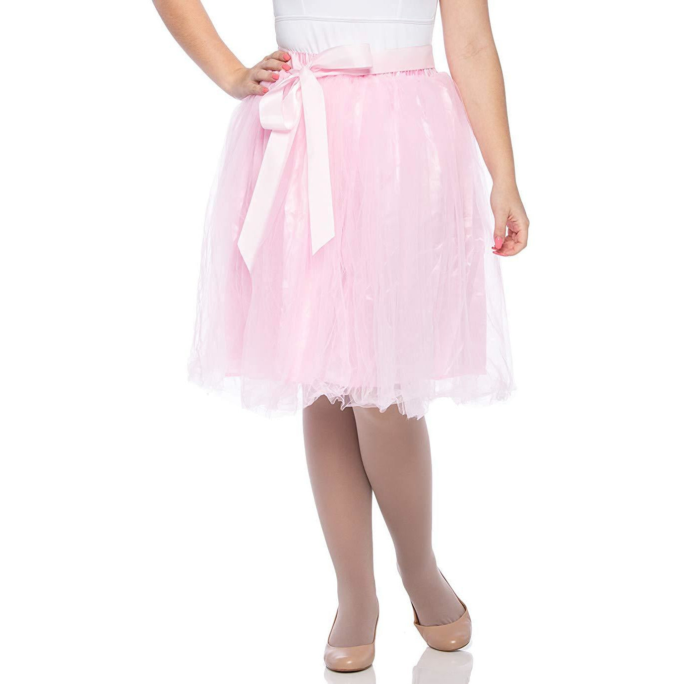 Adults & Girls A-line Knee Length Tutu Tulle Skirt - Regular and Plus Size in Pink
