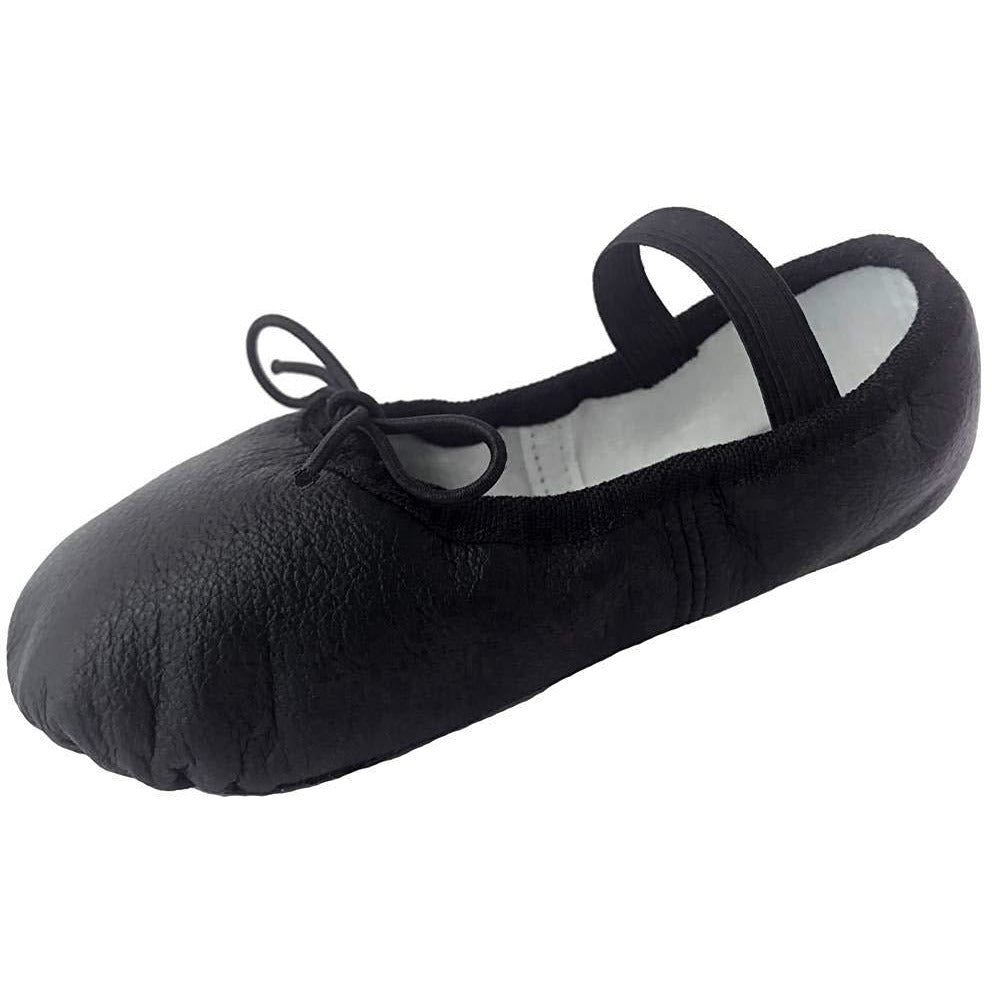 Dancina Premium Leather Ballet Slipper/Ballet Shoes Full Sole (Toddler/Little Kid) in Black