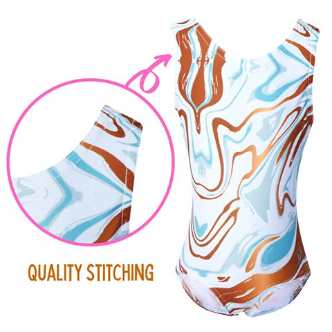 Dancina Marble Line Gymnastics Leotards for Girls with Matching Shorts Ages 4-14