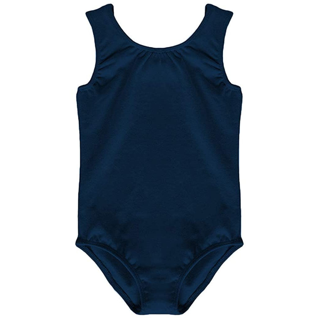 Dancina Leotard Tank Top Ballet Gymnastics Front Lined Comfy Cotton Ages 2-10 in Navy Blue