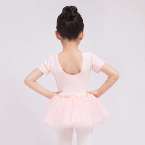 Dancina Leotard Sparkle Tutu Dress Short Sleeve in Ballet Pink