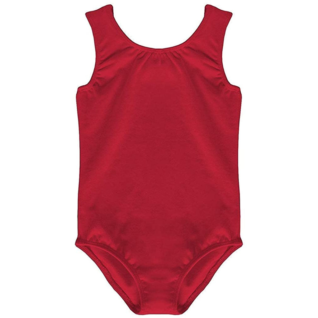 Dancina Leotard Tank Top Ballet Gymnastics Front Lined Comfy Cotton Ages 2-10 in Red