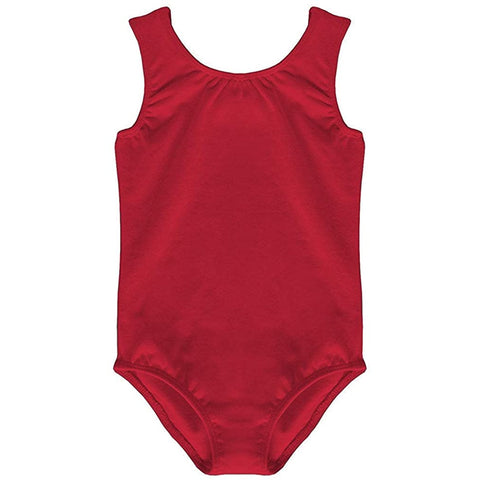Dancina Leotard Tank Top Ballet Gymnastics Front Lined Comfy Cotton Ages 2-10 in Red