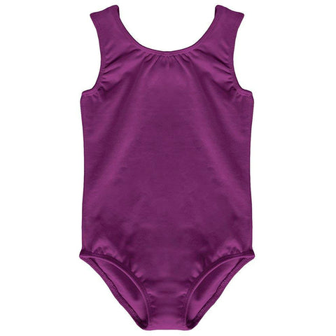 Dancina Leotard Tank Top Ballet Gymnastics Front Lined Comfy Cotton Ages 2-10 in Dark Purple