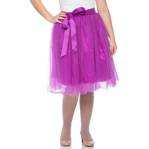 Adults & Girls A-line Knee Length Tutu Tulle Skirt - Regular and Plus Size in Purple