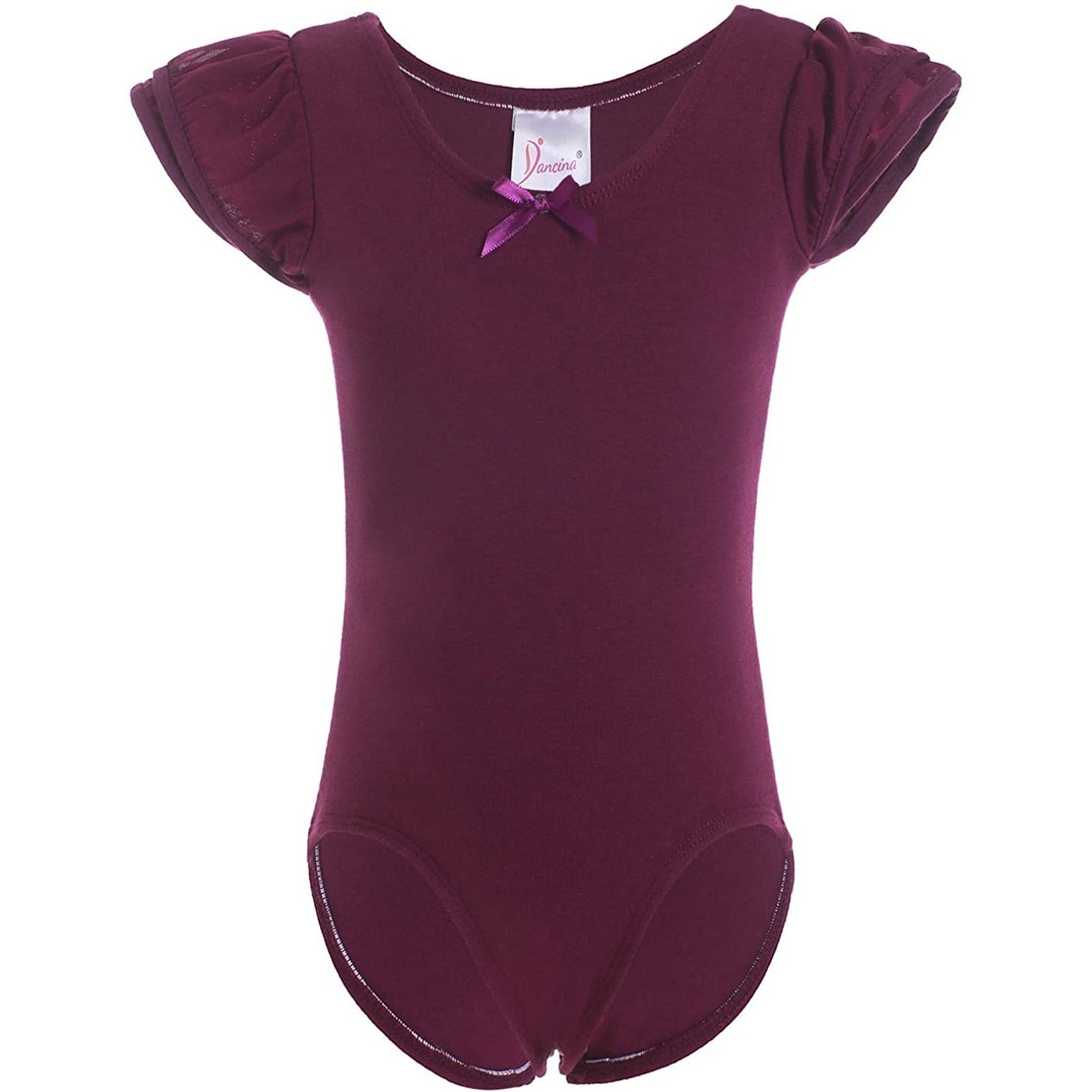 Dancina Girls Ballet Leotard with Flutter Sleeve and Full Front Lining in Dark Purple