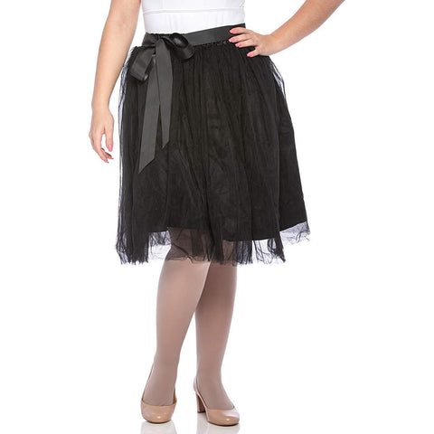 Adults & Girls A-line Knee Length Tutu Tulle Skirt - Regular and Plus Size in Black