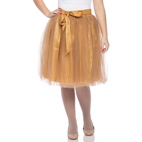 Adults & Girls A-line Knee Length Tutu Tulle Skirt - Regular and Plus Size in Gold