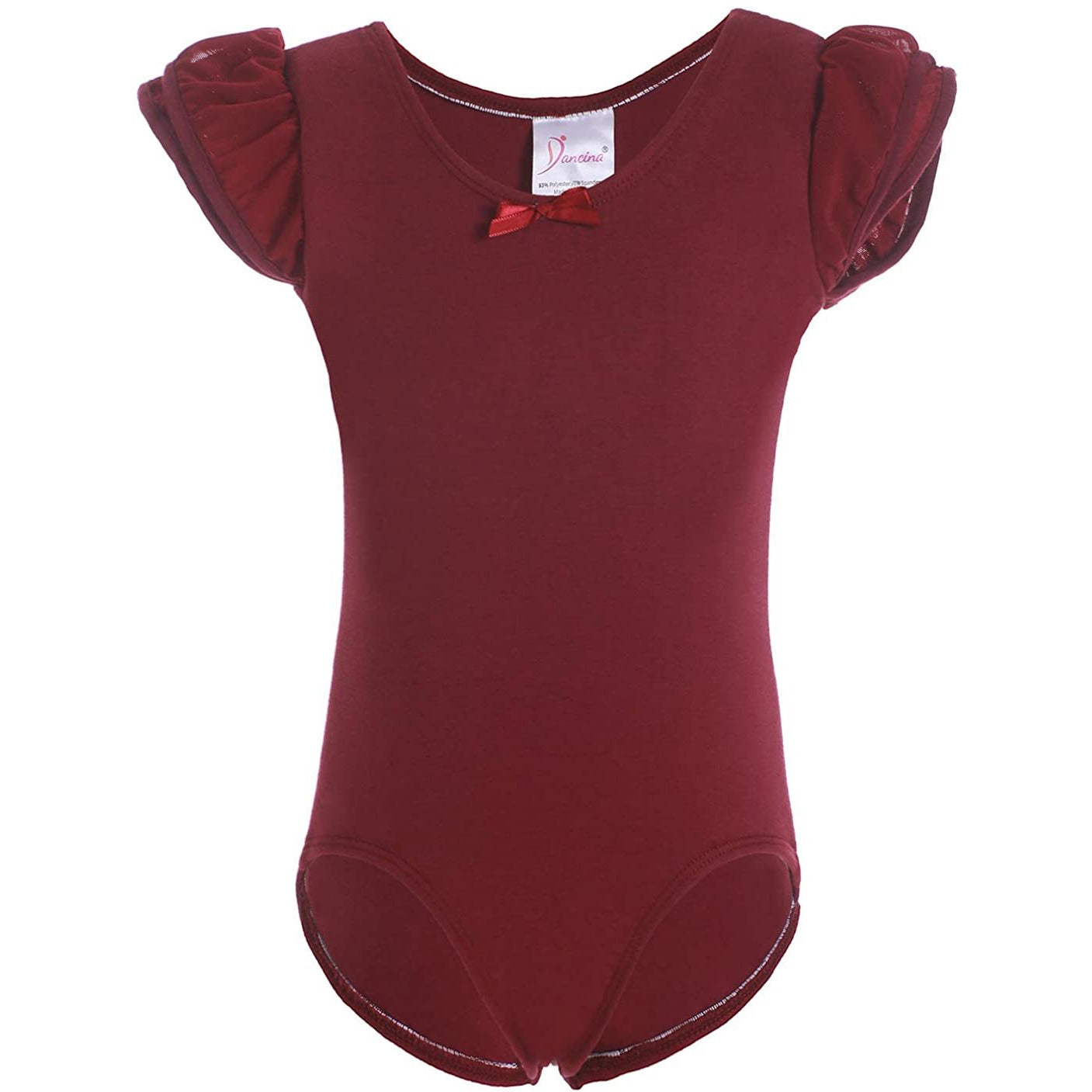 Dancina Girls Ballet Leotard with Flutter Sleeve and Full Front Lining in Wine Red