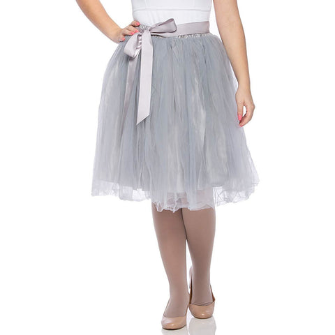 Adults & Girls A-line Knee Length Tutu Tulle Skirt - Regular and Plus Size in Grey