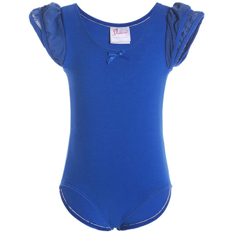 Dancina Girls Ballet Leotard with Flutter Sleeve and Full Front Lining in Royale Blue