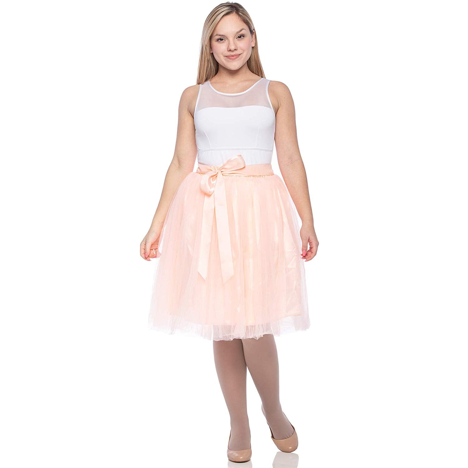 Adults & Girls A-line Knee Length Tutu Tulle Skirt - Regular and Plus Size in Pink