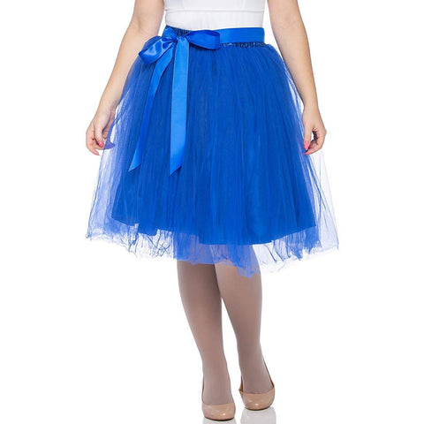 Adults & Girls A-line Knee Length Tutu Tulle Skirt - Regular and Plus Size Blue