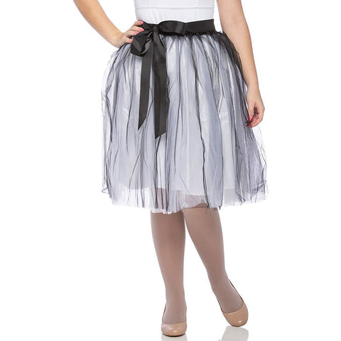 Adults & Girls A-line Knee Length Tutu Tulle Skirt - Regular and Plus Size White Black