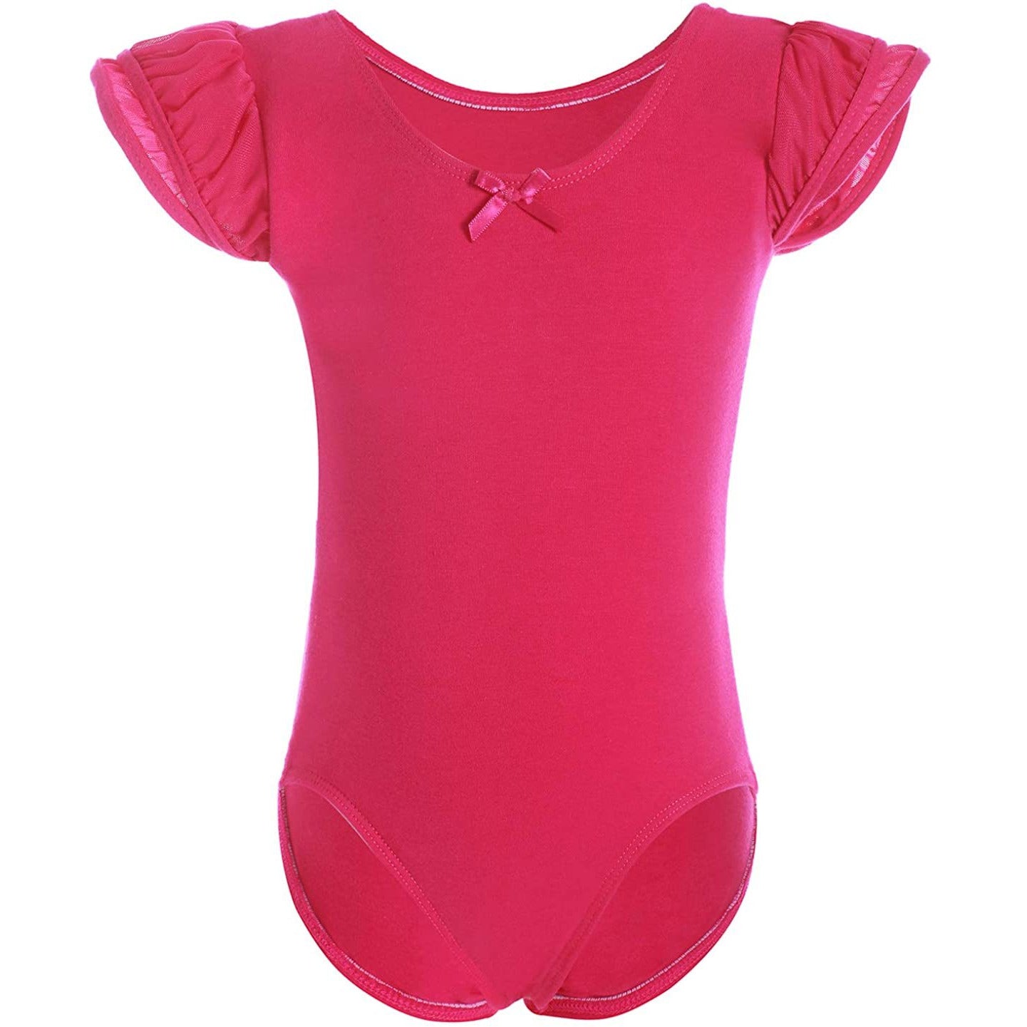 Dancina Girls Ballet Leotard with Flutter Sleeve and Full Front Lining in Hot Pink
