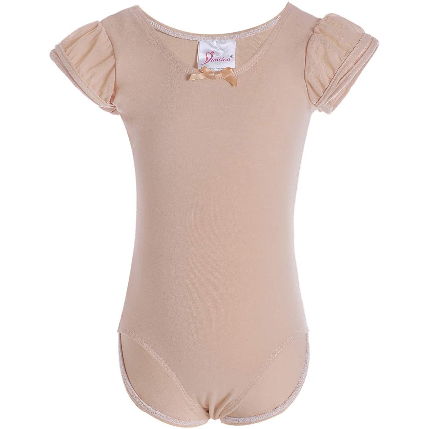 Dancina Girls Ballet Leotard with Flutter Sleeve and Full Front Lining in Beige