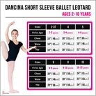 ancina Short Sleeve Leotard for Toddlers & Girls  Size Chart