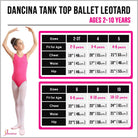 Dancina Leotard Tank Top Ballet Gymnastics Front Lined Comfy Cotton Ages 2-10 Size Chart