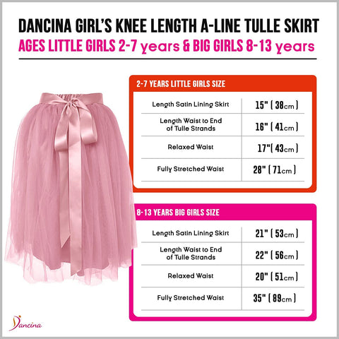 Girls A-line Knee Length Tutu Tulle Skirt