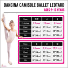 Dancina Cotton Camisole Leotard Camisole with Full Front Lining Size Chart