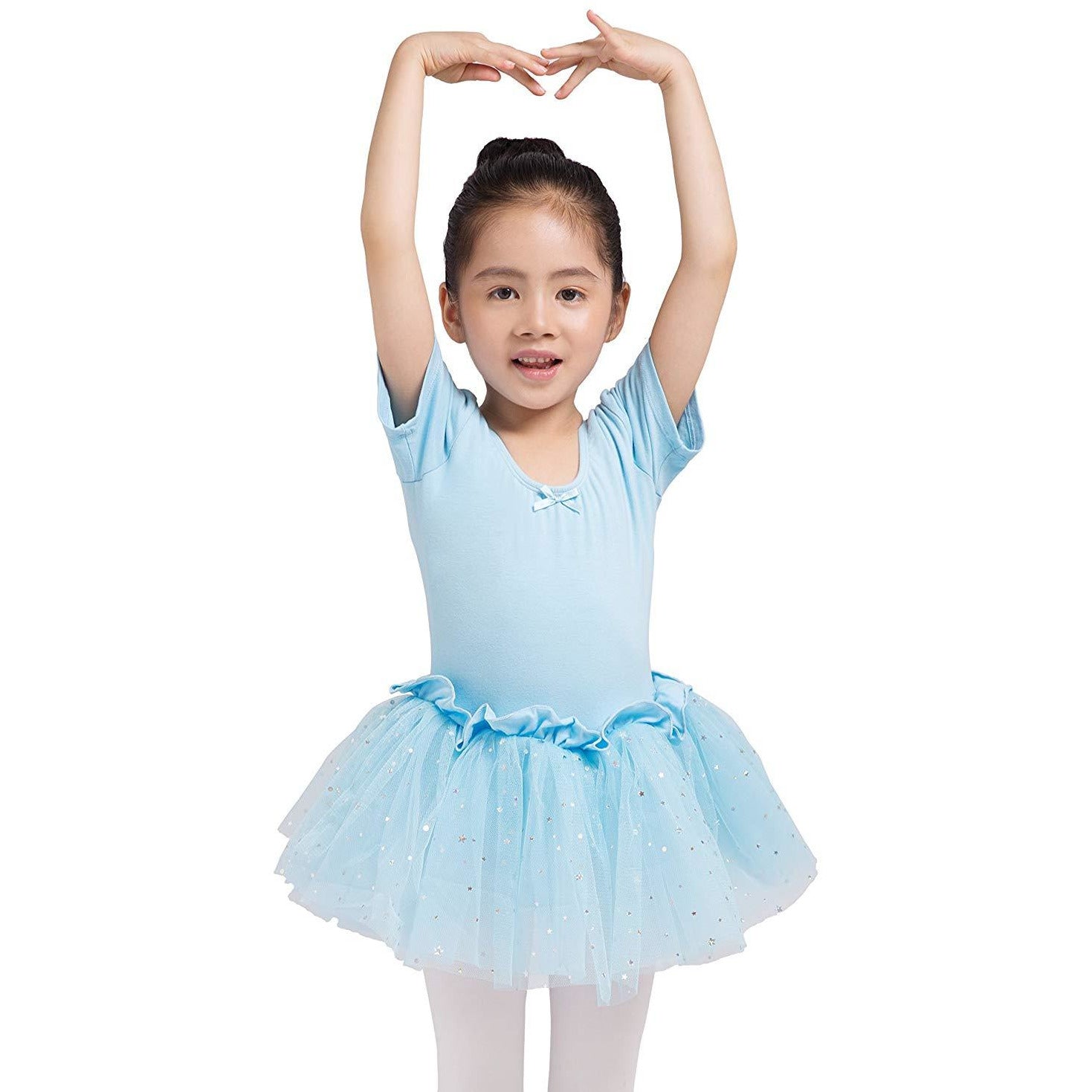 Dancina Leotard Sparkle Tutu Dress Short Sleeve in Light BlueDancina Leotard Sparkle Tutu Dress Short Sleeve in Light Blue