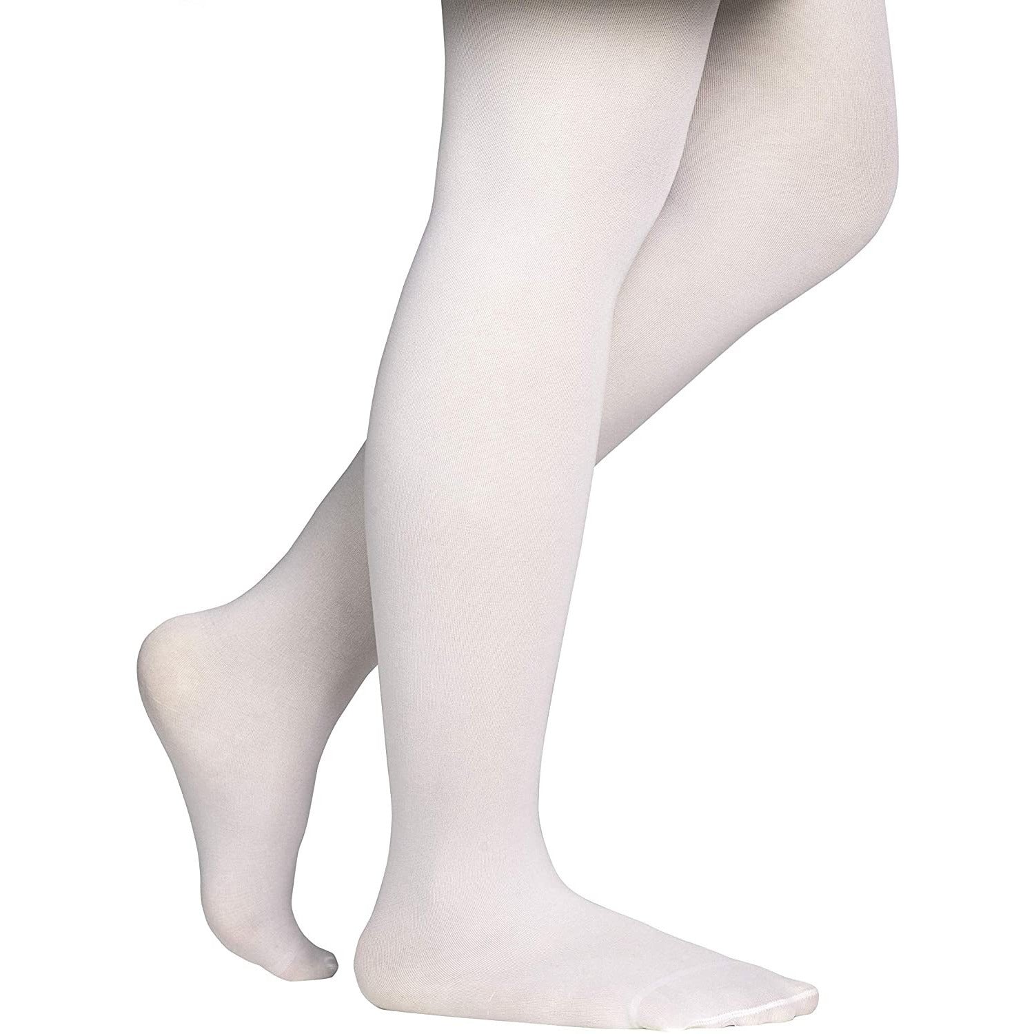 Dancina Girls' Students Footed Ballet Dance School Tights (Toddler/Little Girls/Big Girls) in White