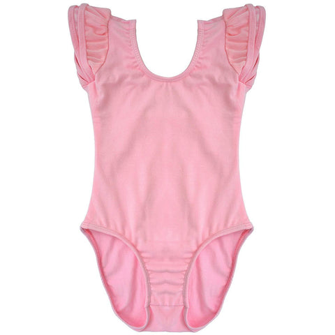 Dancina Girls Ballet Leotard with Flutter Sleeve and Full Front Lining in Pink
