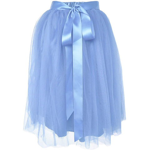 Adults & Girls A-line Knee Length Tutu Tulle Skirt - Regular and Plus Size in  Light Blue