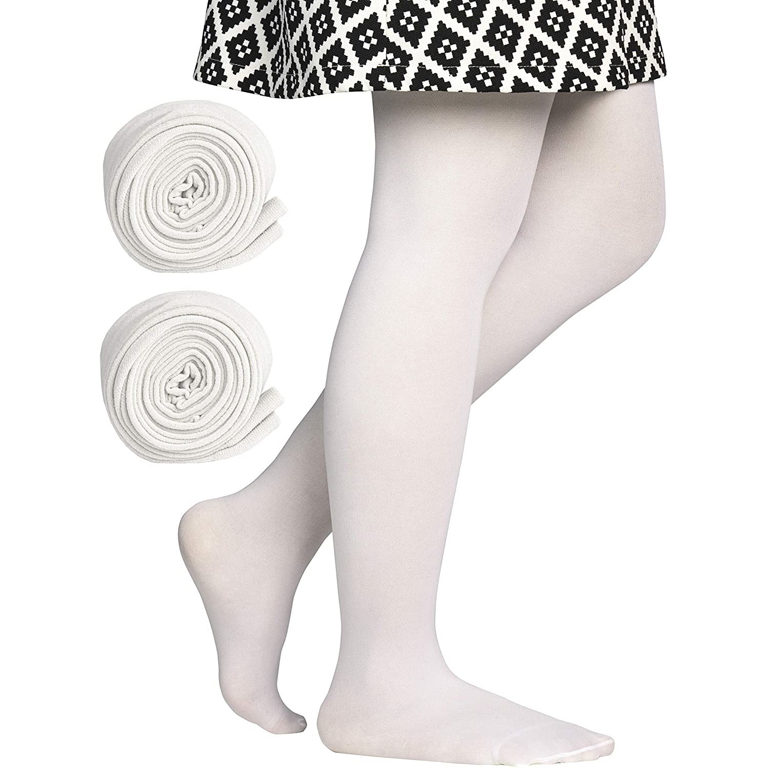 Dancina Toddler & Girls Microfiber Tights in White