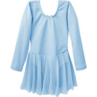 Dancina Girls Skirted Ballet Leotard Dance Dress Long Sleeve Cotton Front Lined in Light Blue