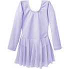 Dancina Girls Skirted Ballet Leotard Dance Dress Long Sleeve Cotton Front Lined in Lavender