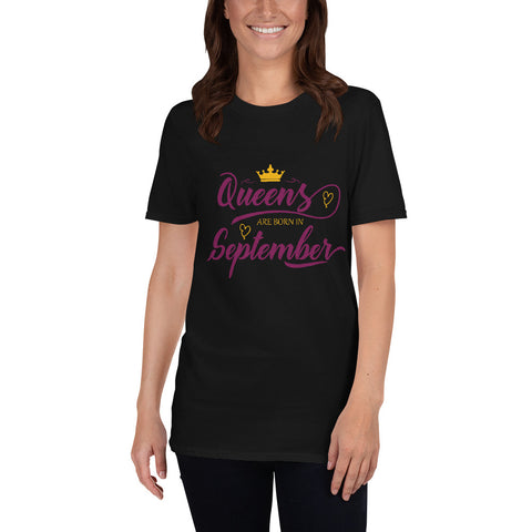 Dancina Women's Short-Sleeve Birthday T-Shirt "Queens are born in September"